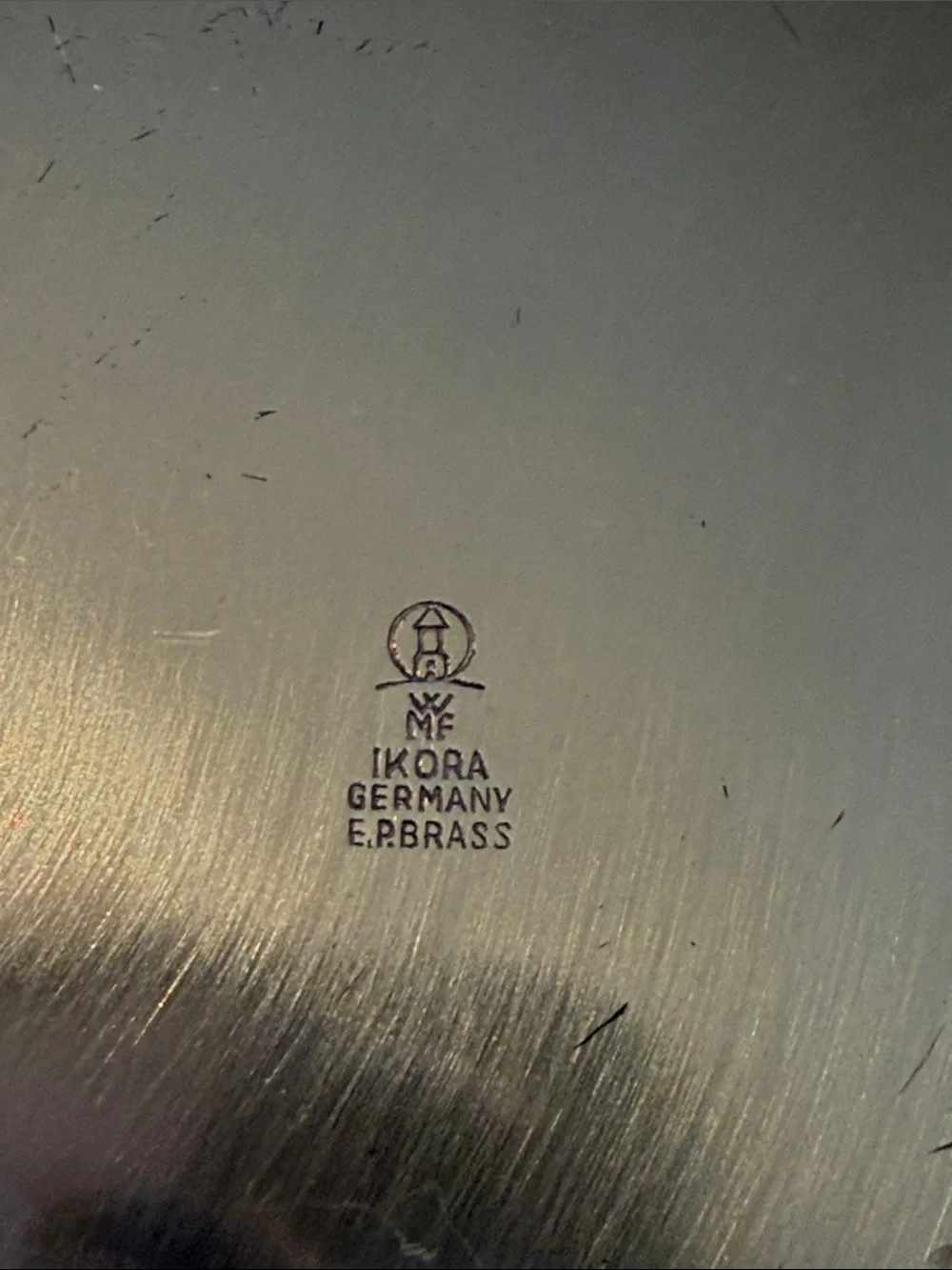 Vintage MCM WMF IKORA  Round Brush Silver Plated  Bowl 10.5” x 2.5”
